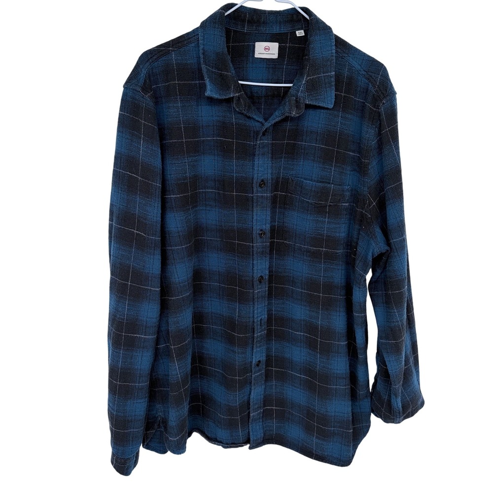 Mens AG Adriano Goldshmied Plaid Flannel Shirt XXL Blue Casual‎ Button Down